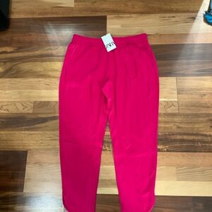 Vibrant Zara Pink Relaxed satin cropped pants